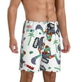 thumbnail image 3 of Rocae Dinosaur on Excavator2 for Men's Soft Sleep Pajama Shorts, Waistband and Pockets, 3 of 9
