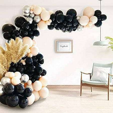 Black Ivory Silver Balloon Garland Kit Double-Stuffed Pastel Blush Balloon Arch 105pcs Nude Latex Party Balloons For Bachelorette Wedding Party Graduation Baby Shower Birthday Decoration