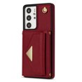 thumbnail image 3 of Allytech for Samsung Galaxy S21 Ultra Wallet Case Cover, PU Leather Large Space Cards Slots Detachable Shoulder Strap Back Cover for Girls Women Shockproof Phone Case for Galaxy S21 Ultra - Red, 3 of 8