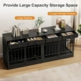 thumbnail image 4 of Senfot Dog Crate Furniture for 2 Dogs, Double Dog Kennel Indoor with 4 Storage Drawers, Feeding Bowls, TV Stand for Small Medium Dogs, Black Finish, 4 of 9