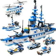 thumbnail image 1 of Ep Ejercicio N Play Kit de bloques de construcción de barcos de policía de 1169 piezas con coche de policía, helicóptero, barco patrulla para niños y niñas de 6 a 12 años, 1 of 5