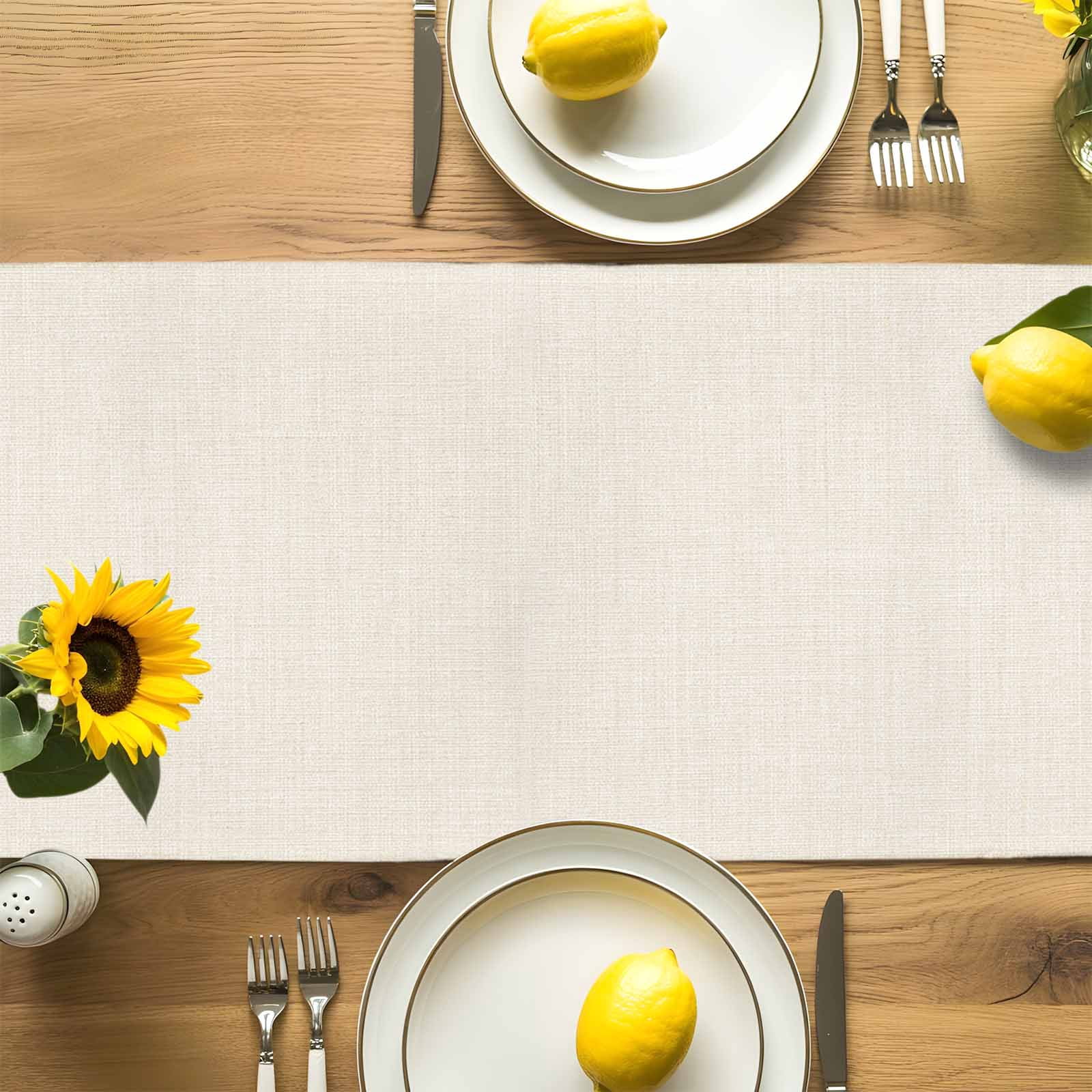 Vintage Lavender on Linen Table Runner 90 Inches Long, Country Floral Art Table Runners Tabletop Scarf Kitchen Dining Tables Decoration for Home Party Indoor Outdoor