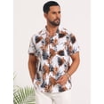 thumbnail image 4 of DARING DIVA Men's Short Sleeve Button Down Camp Collar Leaf Print Shirts L White Brown, 4 of 7