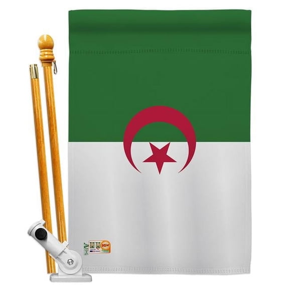 Americana Home & Garden AA-CY-HS-140005-IP-BO-D-US18-AG 28 x 40 in. Algeria Flags of the World Nationality Impressions Decorative Vertical Double Sided House Flag Set & Pole Bracket Hardware Flag Set