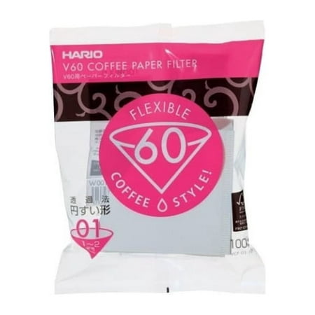 Hario V60 Size 01 Paper Coffee Filters (White, 100-Pack)