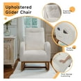 thumbnail image 5 of Nursery Rocking Chair with Three Side Pockets, Glider Chair for Nursery with Upholstered High Backrest, Solid Wood Legs Nursery Chair for Living Room Bedroom (Beige, Teddy Fabric), 5 of 8
