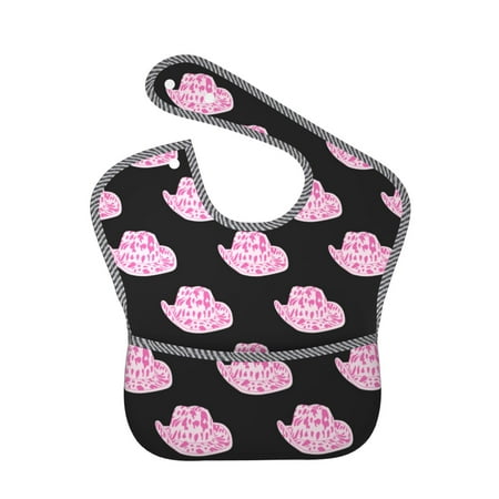 

Bingfone Mess-Proof Baby Bib - Waterproof Bib for Baby Boy or Girl with Food Catcher Pocket Unisex-Cowboy Hat