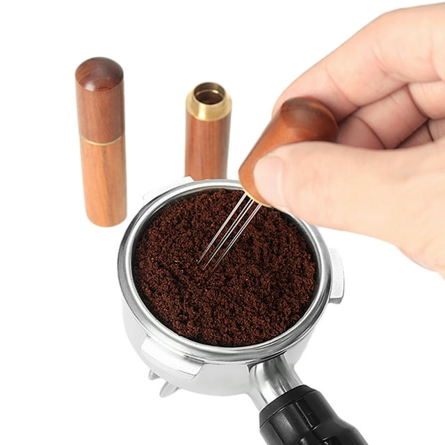 Coffee Stirring Tool Professional Espresso Distribution Needle Coffee Powder Distributor with Wooden Handle for Home