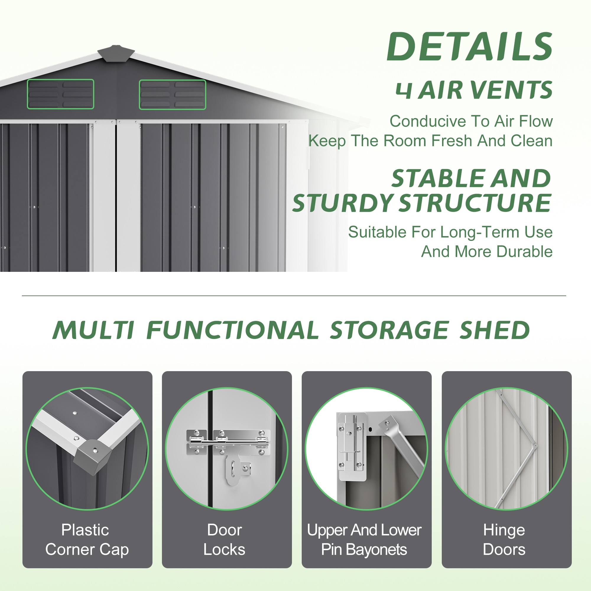 6x4FT Outdoor Steel Storage Shed with Lockable Door,Waterproof Garden Tool Shed Storage House for Backyard Patio Lawn, Gray
