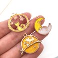 thumbnail image 2 of MINKUROW Assorted Enamel Charms for Jewelry Making Moon Star Astronaut Pendant Charm for Bangle Bracelet Yellow, 2 of 4