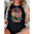 thumbnail image 1 of Camiseta De Mujer De Verano Suave Y Ligera Básica Para Llevar DeportesWomen's Casual Round Neck T-Shirt with Colorful joyful Face Print, Stretch Polyester and Spandex Blend, Machine Washable - Summe, 1 of 6