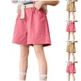 thumbnail image 7 of ZACPNCV Girls Shorts Elastic Waist Solid Color Wide Leg Knee Length Shorts for Kids Summer Sport Bermuda Shorts Khaki 5-6 Years, 7 of 7