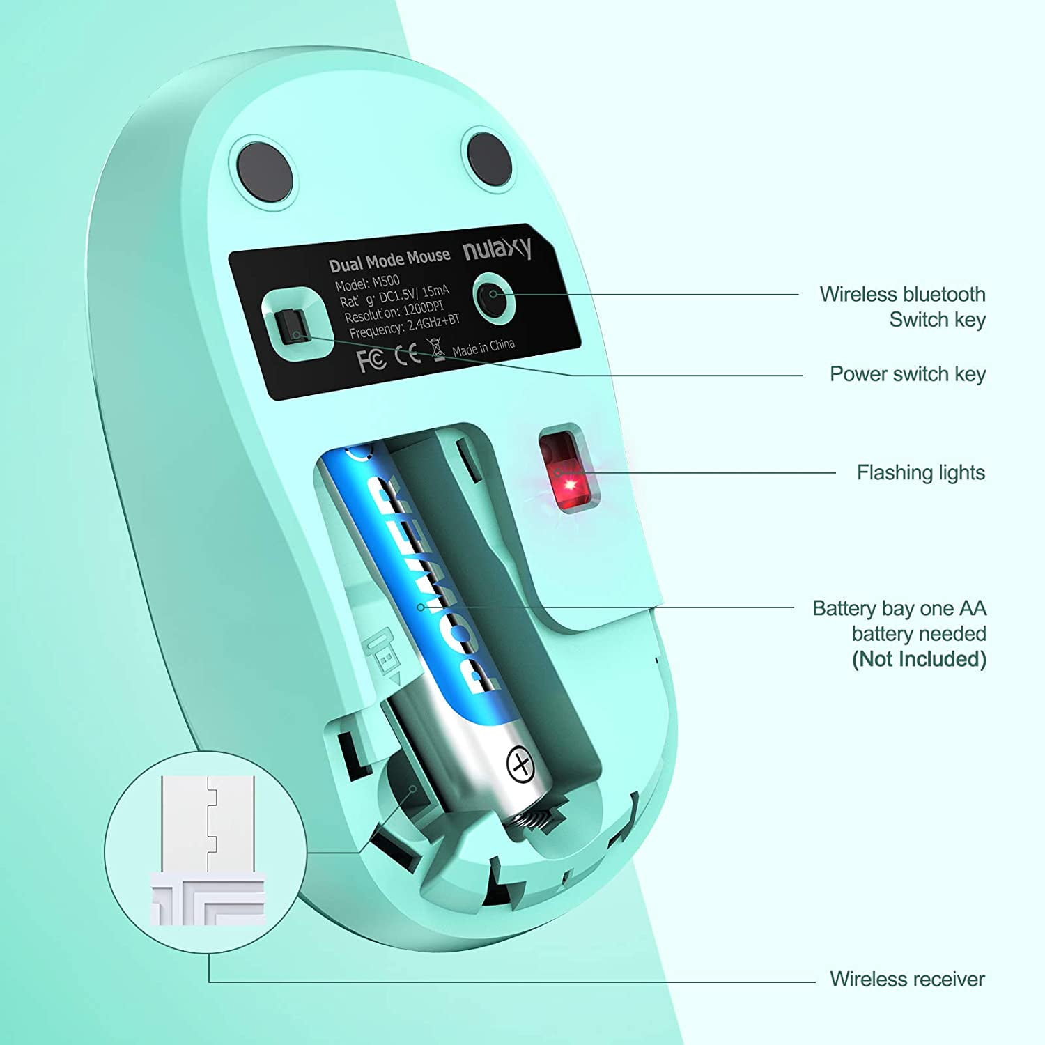 Buy Bluetooth Mouse, Nulea 2.4G Bluetooth Wireless Mouse Dual Mode