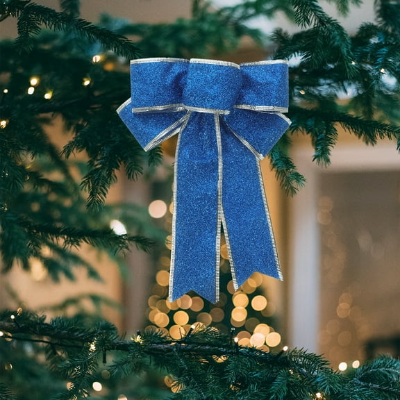Toyvian ribbon christmas tree Christmas Ribbon Bow Cloth Blue for Festive Atmosphere 5pcs