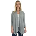 thumbnail image 1 of Simply Ravishing Women's Basic Assymetrical 3/4 Sleeve Open Drape Cardigan, Large, Heather Grey, 1 of 5