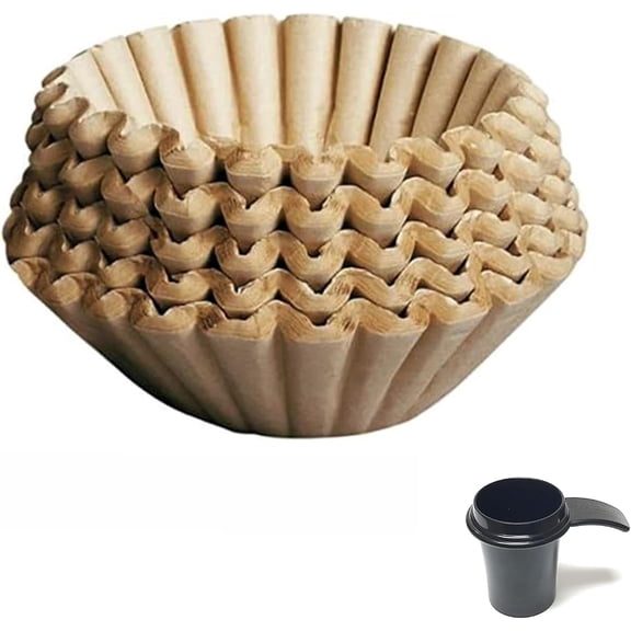 GoldTone Unbleached Paper Coffee Basket Filters 100 Pack | 8-12 Cup 1 OZ Coffee Scoop