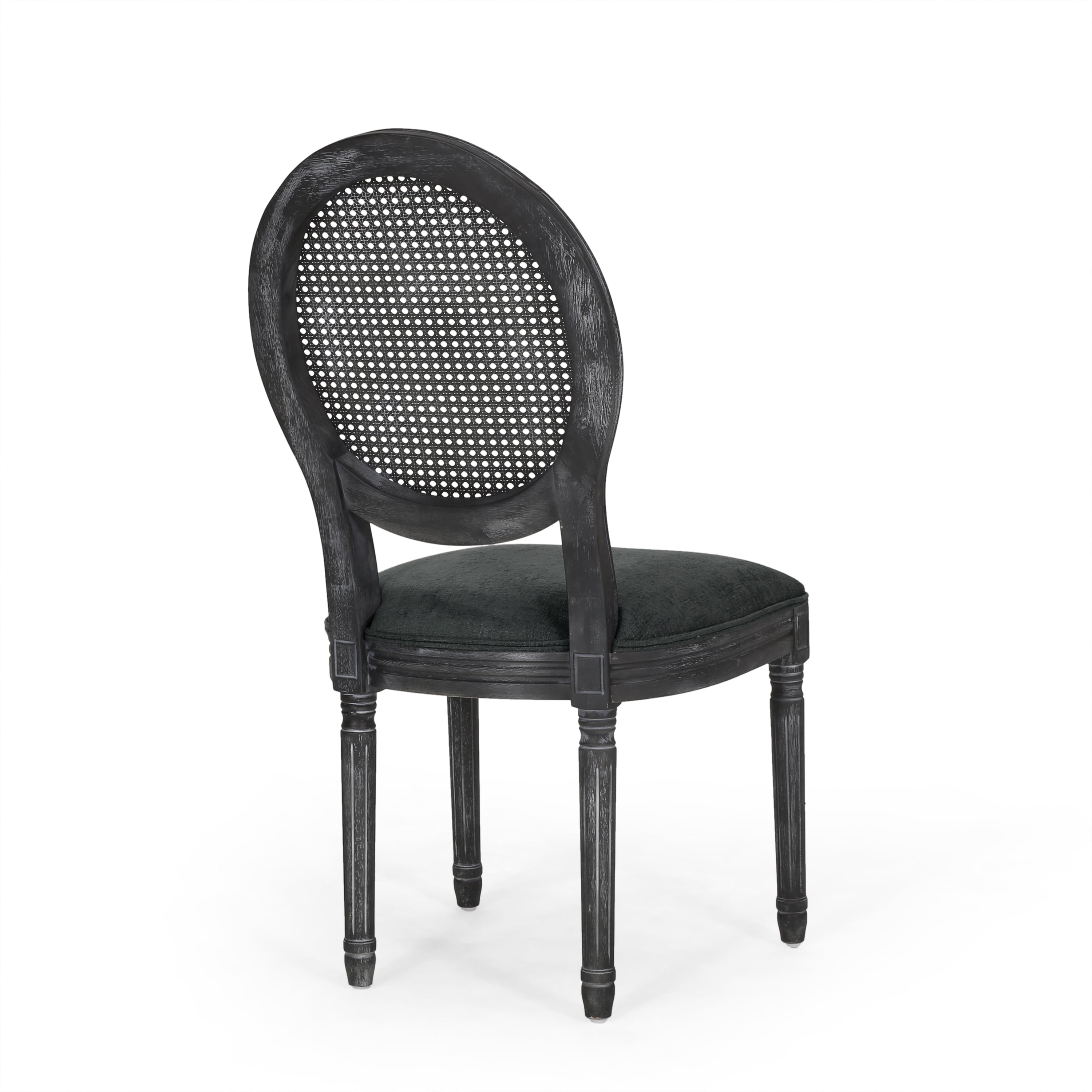 Noble House Acorn French Wood Upholstered Dining Chair, Set of 6, Gray