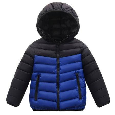 ATOGUTA Boy Jacket Hooded Down Jacket Kids Thicken Warm Winter Coat Outerwear Size 8-17 Blue