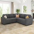 thumbnail image 6 of HONBAY 83.4” Modular Corduroy Sectional Sleeper Sofa, L-Shaped with Pull-Out Bed and Storage Ottomans for Living Room, Grey, 6 of 8