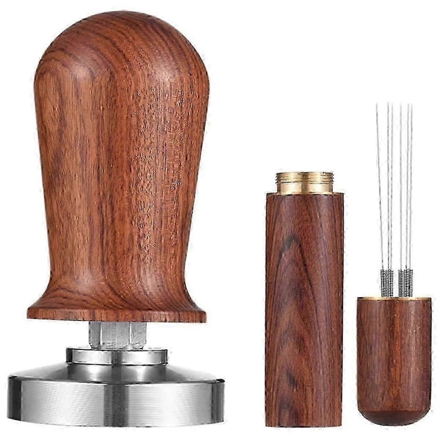 51mm Espresso Tamper & Stirrer Set with Wooden Handle Press and WDT Tool for Espresso Machine Acces