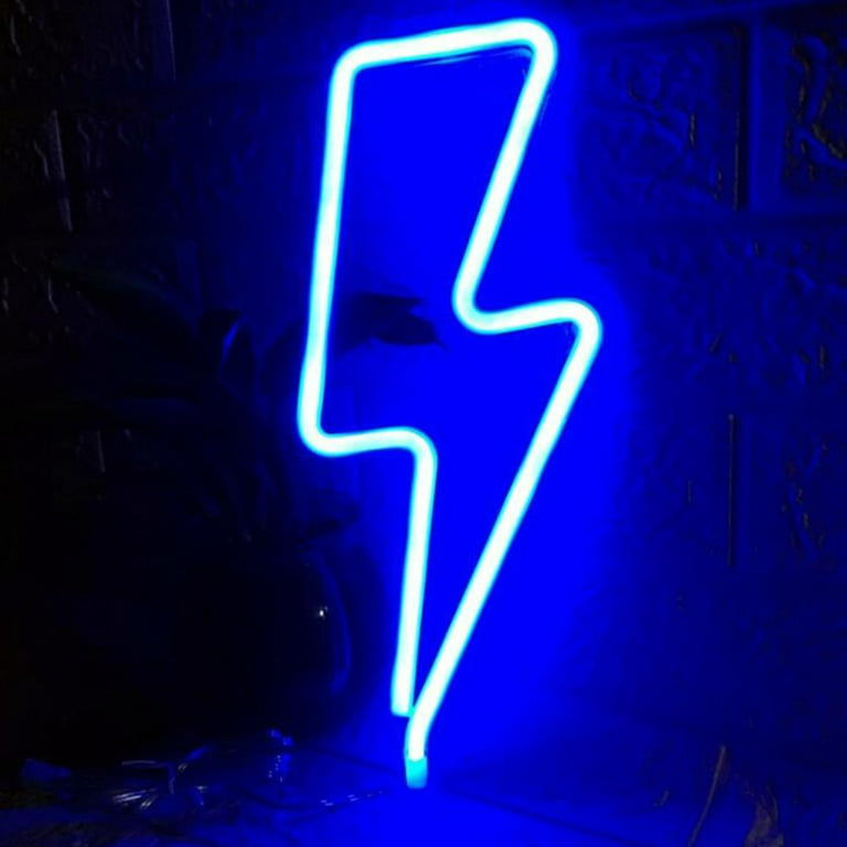 solid dom hvordan man bruger Coloody Neon Light Lightning Bolt Led Neon Sign Wall Light Battery and USB  Operated Neon Lights-Blue Lightning - Walmart.com