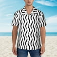 thumbnail image 6 of Hawaiian Shirt For Men, Black White Wave Pattern Summer Shirts For Men, Mens Button Down Short Sleeve Shirt, 6 of 8