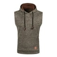 thumbnail image 2 of Raenseen Men Workout Hooded Hoodies Sleeveless Gym Workout Tank Tops with Pocket Bodybuilding Muscle Coffee L, 2 of 7