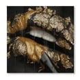 thumbnail image 3 of Designart 'Female Lips With Black Leather and Gold Foil' Modern Print on Natural Pine Wood, 3 of 5