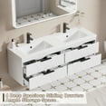 thumbnail image 5 of Eclife 60" Modern Wall-Mount Double Sink Bathroom Vanity with Resin Top, Water-Resistant Painted Floating Cabinet, Soft-close Drawers, 5 of 11