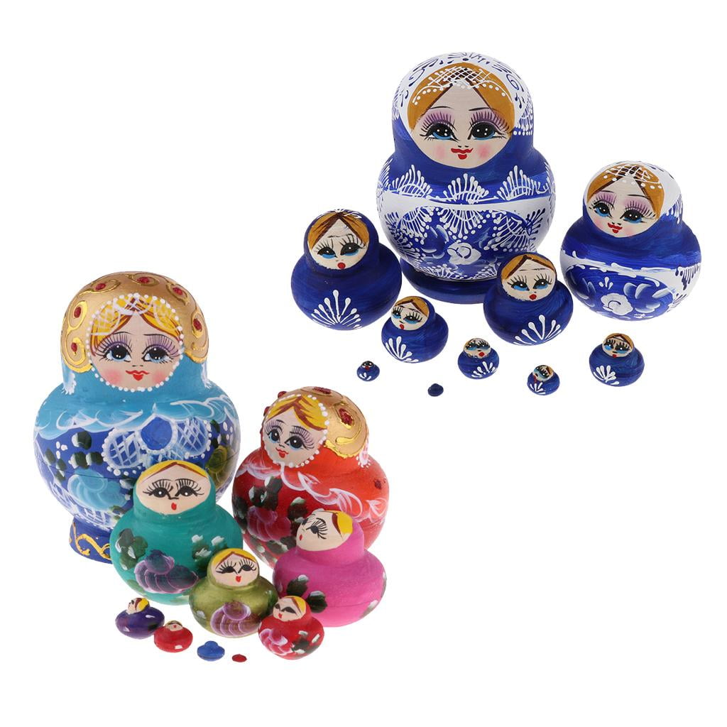 5,6,7,10PCS Wooden Animal/Women Russian Nesting Doll Kit Babushka Matryoshka Toy 