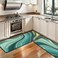 thumbnail image 3 of Kitchen Rugs Sets Of 2,Teal Marble Gold Wave Pattern Anti Fatigue Kitchen Mat Rugs Non Slip Washable,Decorative Kitchen Floor Mats for Kitchen,Sink,Laundry,17"x47"+17"x47", 3 of 5