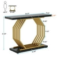 thumbnail image 3 of Topcobe Faux Marble Console Table, 40" Accent Sofa Table with Geometric Metal Base, Modern Furniture for Indoor, Entryway, Hallway, Black & Gold, 3 of 5