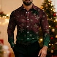 thumbnail image 4 of Tqyyweavej Christmas Shirts for Men Xmas Print Long Sleeve Lapel Shirts Party Dress Blouses Christmas Gifts for Men Size S to 3XL, 4 of 5
