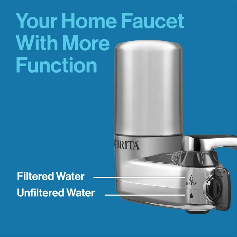 Brita Elite Water Faucet Filtration Mount System, Fits Standard Faucets,  Chrome, Includes 1 Filter 