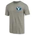 thumbnail image 2 of Men's Gray Heather Brigham Young Cougars Left Chest Distressed Logo Tri-Blend T-Shirt, 2 of 3