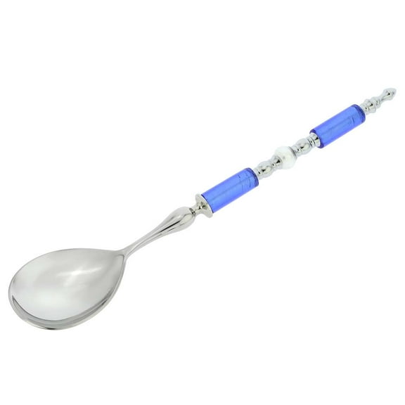 GlassOfVenice Italian Murano Glass Salad Spoon - Silver Blue