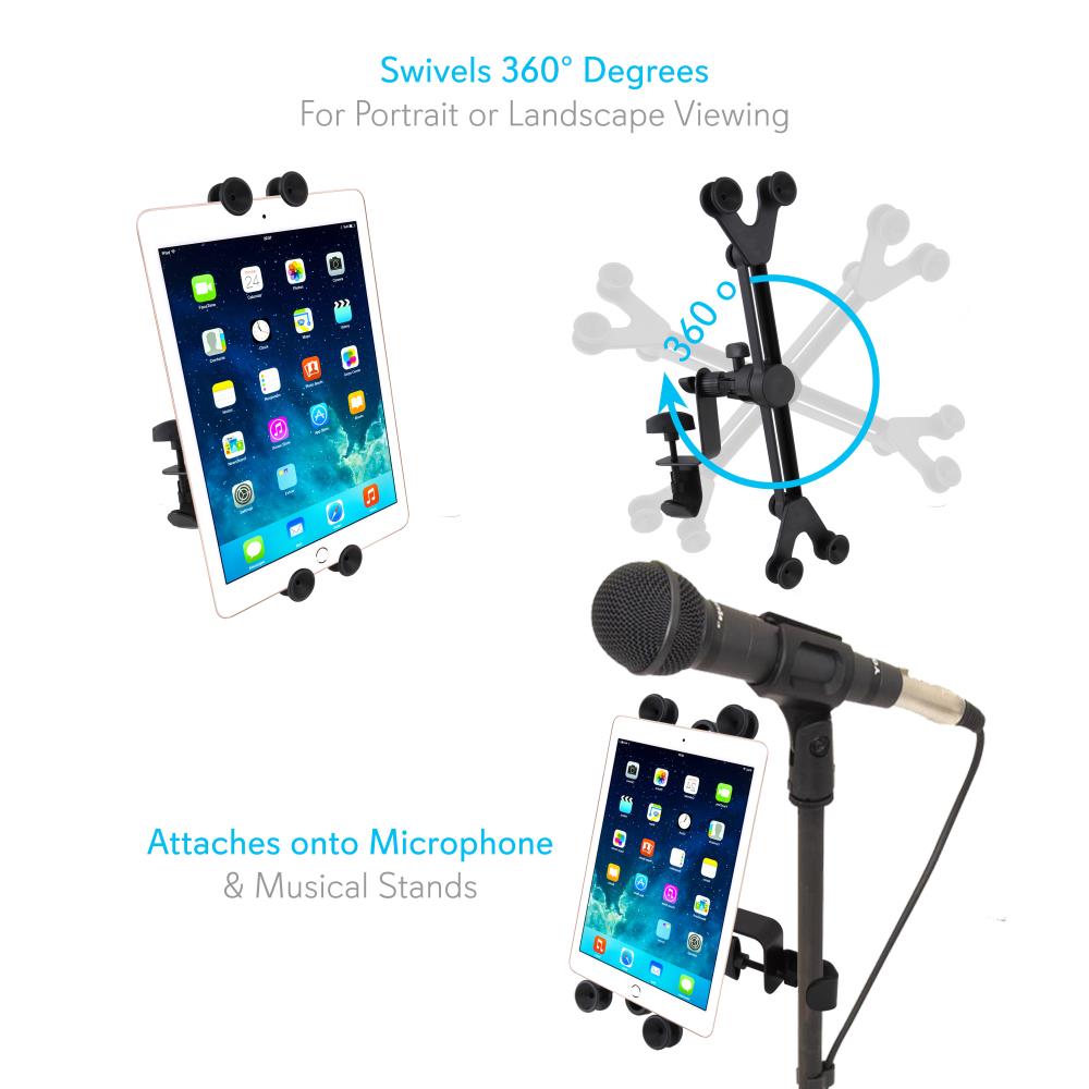 PYLE PRTPMKSPAD7 - Universal iPad/Tablet Stand Mount - Tablet Holder Attachment (Works with all iPad Models)