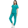 Hey Collection Womens Stretch Colorful VNeck Jogger Scrubs Set