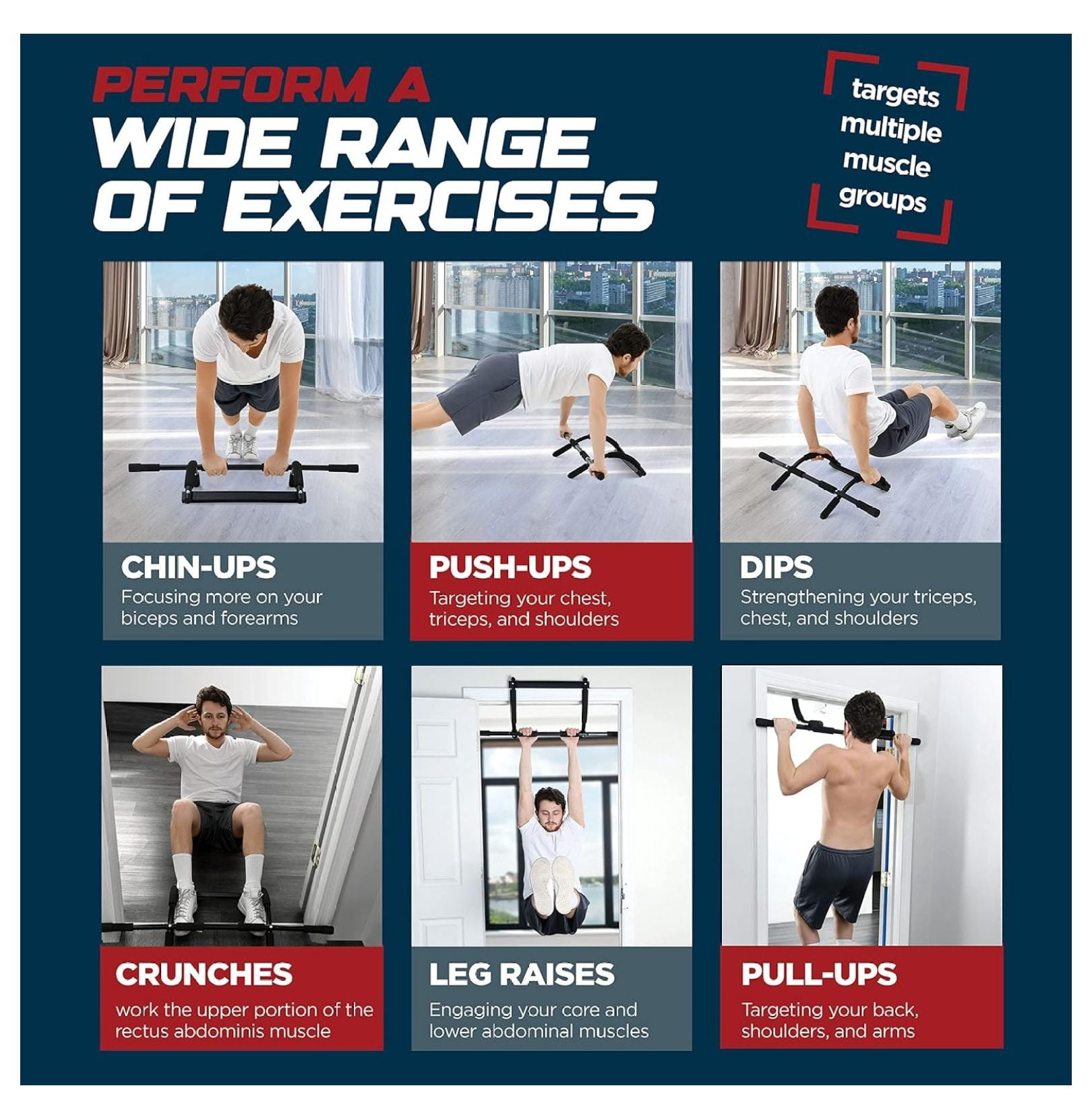 Pull up bar Doorway Heavy Duty Chin up bar Trainer for Home Gym Doorway Pull up bar or dip bar