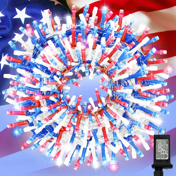 99FT 300 LED String Lights, White/Red/Blue Fairy Lights Plug in, 16 Modes Transparent Wire, 29V Low Voltage for Indoor Outdoor Christmas Wedding Party Decoration