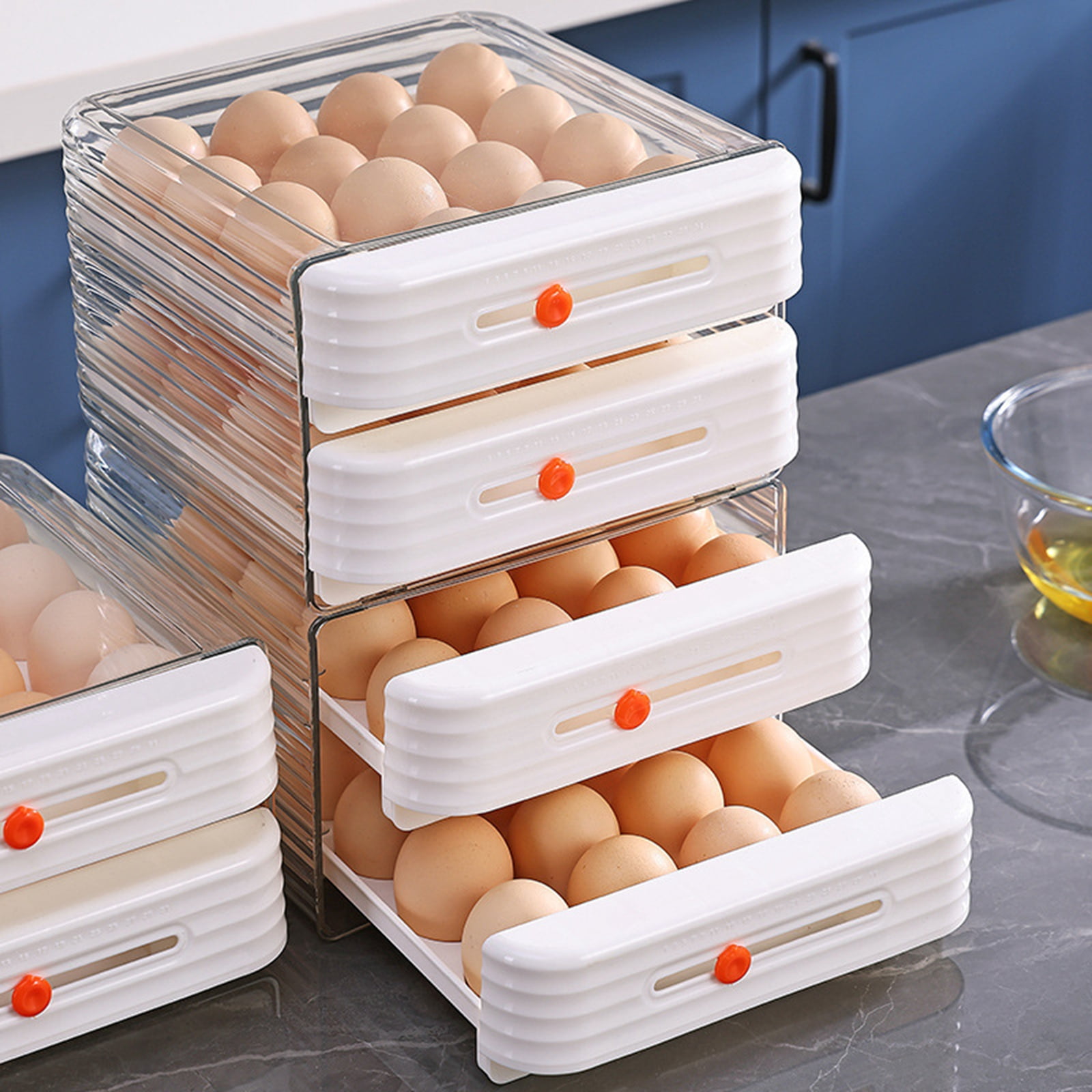 Djiypn Egg Storage Box for Refrigerator - Drawer Style Fast Freezing & Preservation Container for Duck Eggs - Space-Saving Design with Collision Protection for Efficient Organization in Kitchens