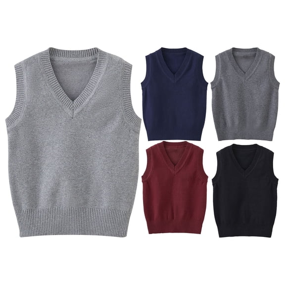 Children's Knitted Vest Sweaters for School Age Boys Girls Spring Winter