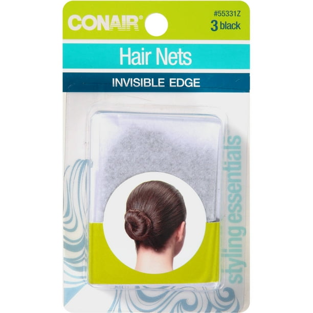 Conair Styling Essentials Black Hair Nets, 3 count