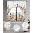 thumbnail image 2 of Spring Floral Swag Curtains for Living Room/Bedroom Windows, Summer Watercolor Botanical Colorful Kitchen Curtains and Valances Set 36 Inch Length, Light Filtering Swags Valance Curtain Panels, 2 of 5