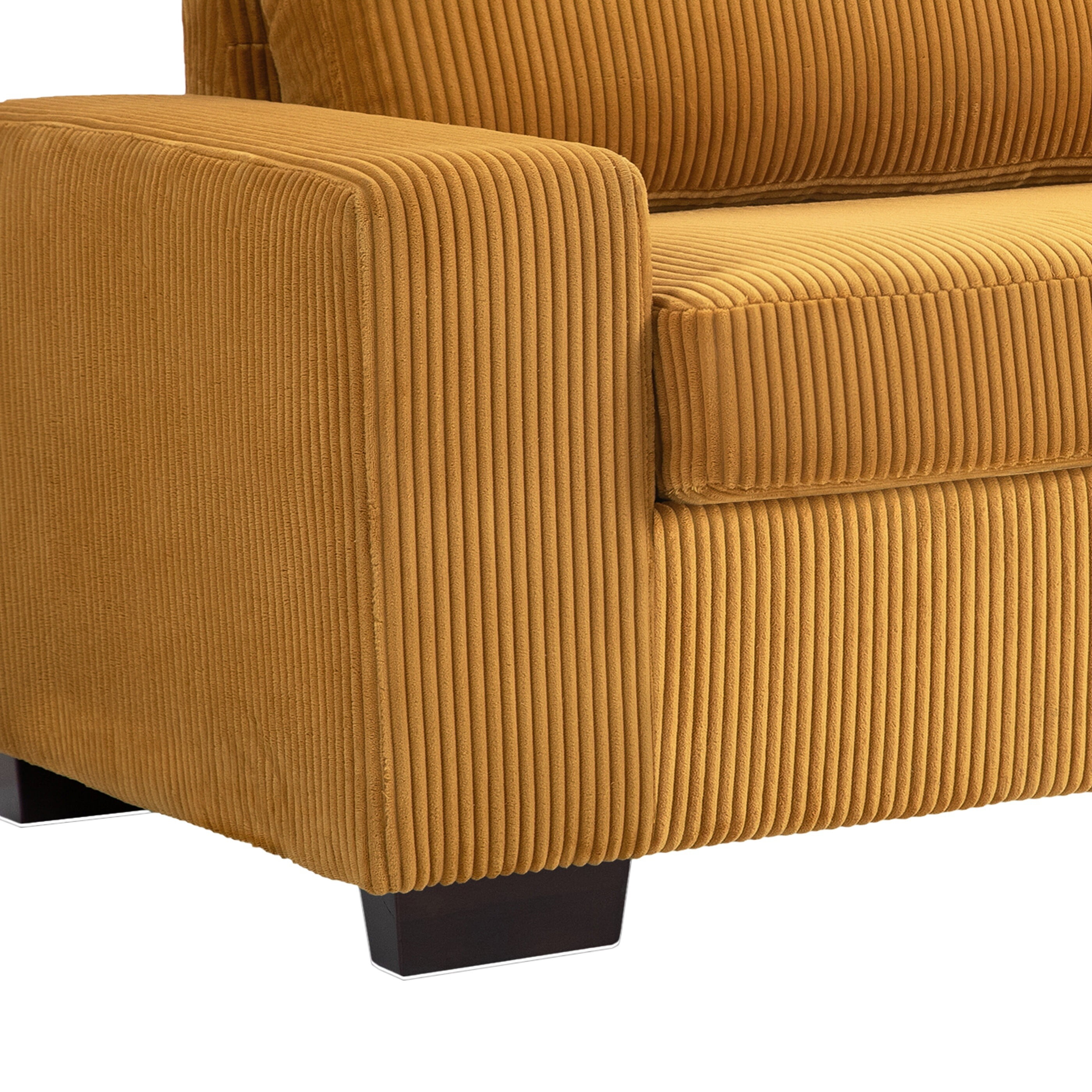 UIXE 80 Inch Loveseat Sofa Couch, Modern Comfy Upholstered 3-Seater Couches for Living Room, Wide Track Armrest Sofa Luxury Solid Wood Indoor Furniture, Corduroy Yellow