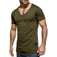 thumbnail image 2 of TOOYOU Men's T-Shirt Plus Size V Neck Short Sleeves Solid Color Summer Shirt Mens Casual Everyday Tees Green, 2 of 3