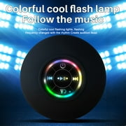Mini Bluetooth Shower Speaker with LED light, Portable Waterproof Hands-Free Speakerphone, Rechargeable Wireless Stereo Speakers for Beach, Shower & Home (Black)