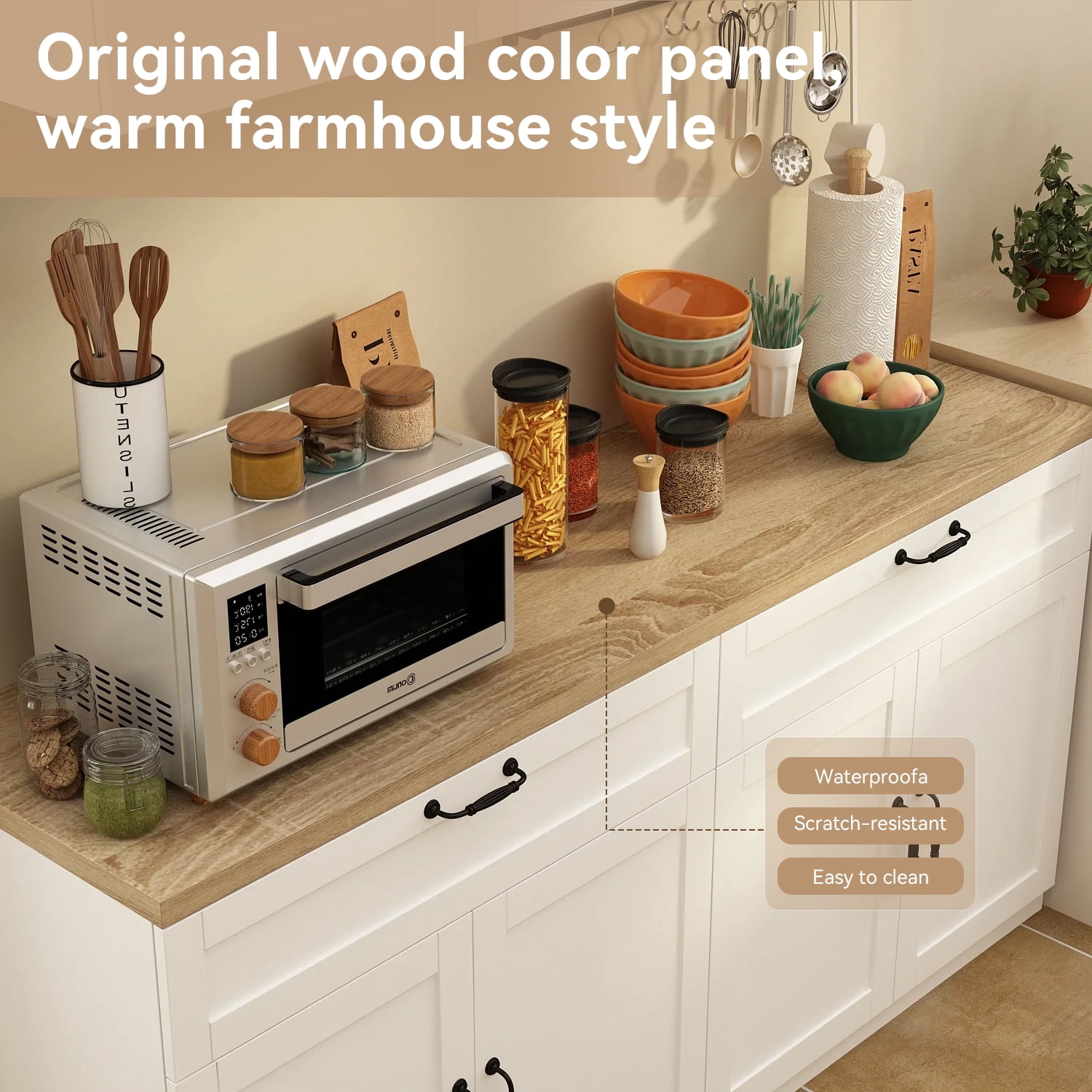 WIAWG Kitchen Pantry Storage Cabinet with Wall Mounted Hutch, 63'' Wide