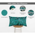 thumbnail image 4 of Vargottam Lumbar Pillow Cover - Decorative Pillow Covers 24x12 Inches, Printed Teal Blue Theme Pillowcase, Decorative Lumbar Cushion Covers, 4 of 4