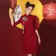 thumbnail image 1 of Vestido de novia estilo cheongsam para mujer, corto, modificado, color rojo vino, para otoño, 1 of 5